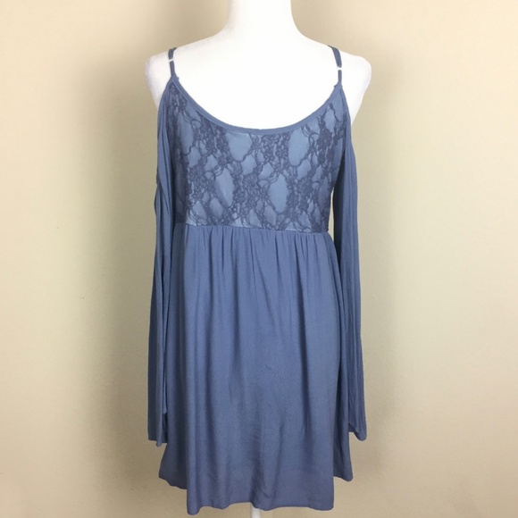 FRANCESCA'S Ayla Blue Kelsee Cold Shoulder Dress - Picture 3 of 6